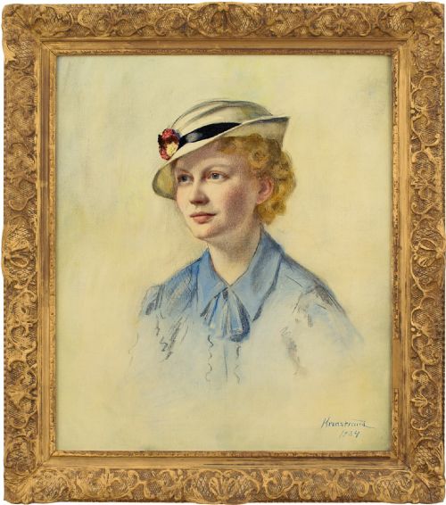 Bror Kronstrand, Portrait of Brita Söderberg - Antique Oil Painting