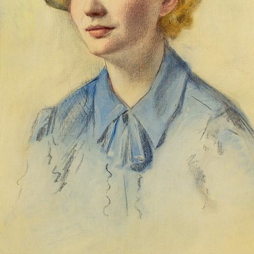 fig 1. Bror Kronstrand, Portrait Of Brita Söderberg - Antique Oil Painting