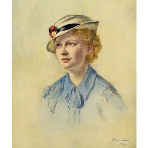 fig 2. Bror Kronstrand, Portrait Of Brita Söderberg - Antique Oil Painting