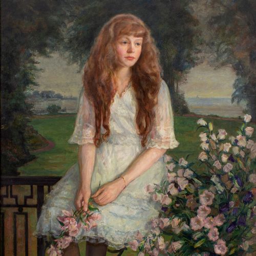 fig 2. Cæsar Kunwald, Portrait Of The Dancer Ella Ilback - Very Large Antique Oil Painting