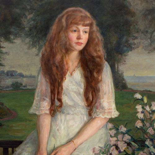 fig 3. Cæsar Kunwald, Portrait Of The Dancer Ella Ilback - Very Large Antique Oil Painting
