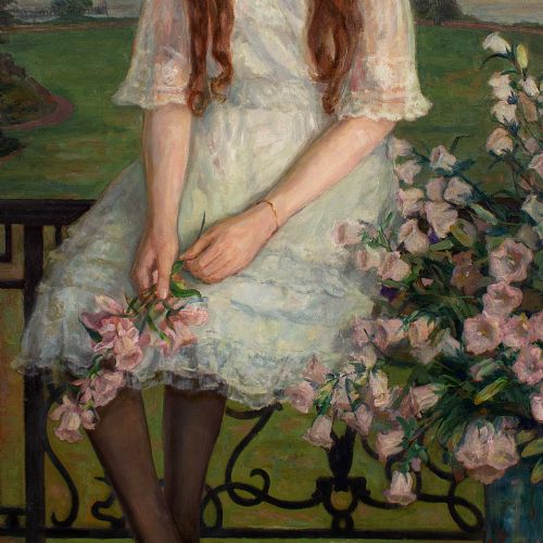 fig 4. Cæsar Kunwald, Portrait Of The Dancer Ella Ilback - Very Large Antique Oil Painting