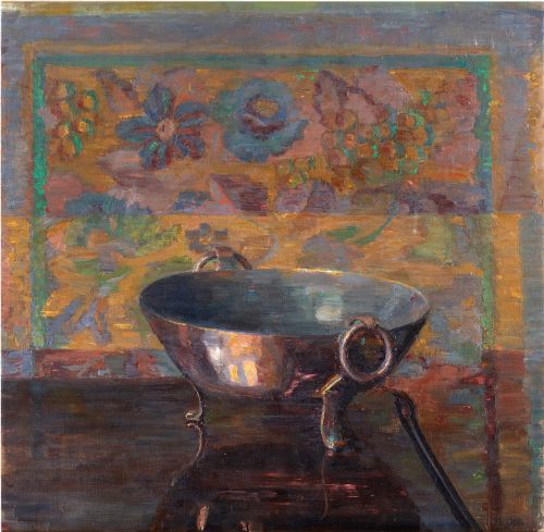 Bodil Larsen Rohweder, Still Life with Copper Bowl - Vintage Oil Painting
