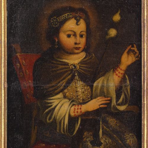 fig 2. 18th-Century Sevillian School, Virgin & The Distaff - Antique Oil Painting