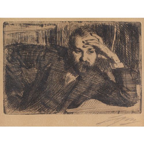 fig 1. Anders Zorn, Portrait Of Fredrik Martin - Antique Etching