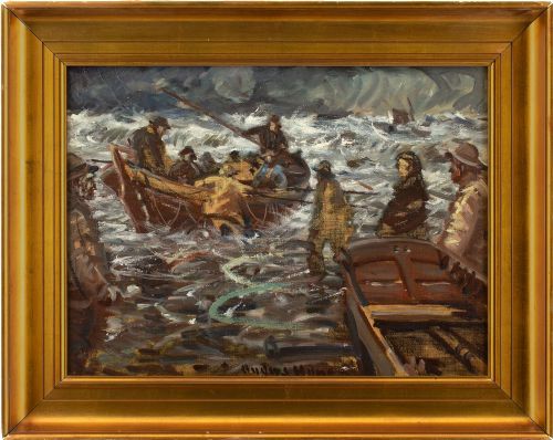 Anders Hune, Lifeboat - Vintage Oil Painting