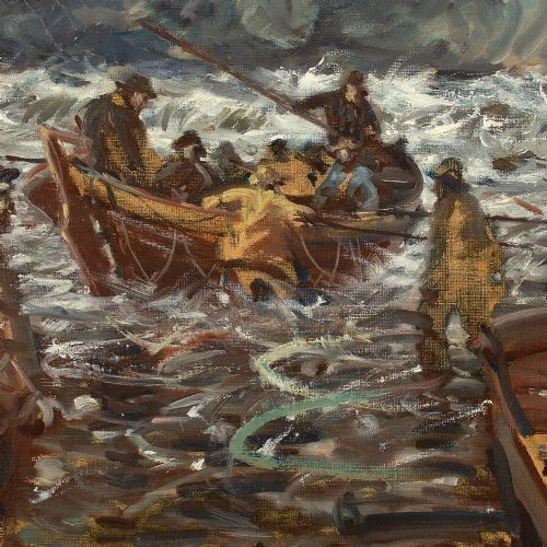 fig 2. Anders Hune, Lifeboat - Vintage Oil Painting