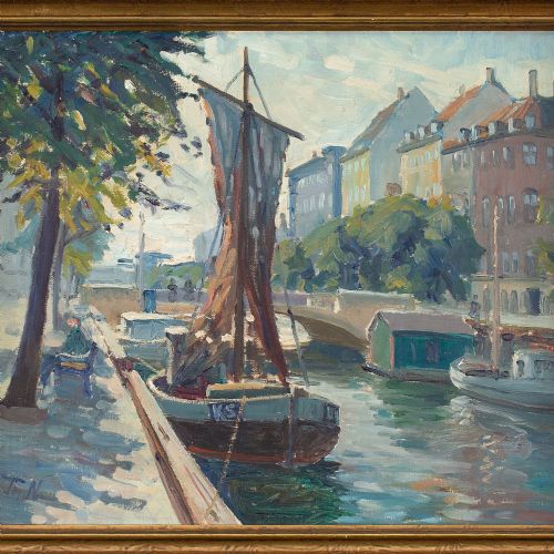 fig 2. Thorvald Nygaard, Christianshavn, Denmark - Vintage Oil Painting