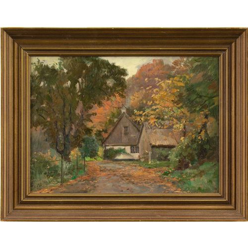 Carlo Hornung-jensen, View from Søllerød, Denmark - Vintage Oil Painting