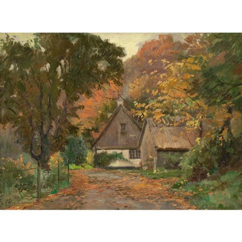 fig 1. Carlo Hornung-Jensen, View From Søllerød, Denmark - Vintage Oil Painting