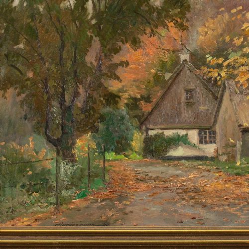 fig 2. Carlo Hornung-Jensen, View From Søllerød, Denmark - Vintage Oil Painting