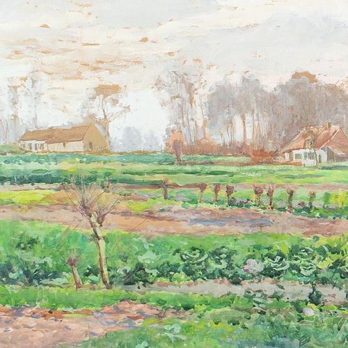 fig 2. Victor Wagemaekers, Open View With Country Dwellings - Vintage Watercolour