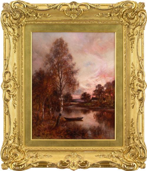 Allan Ramsay Ii, Evening Glow Near Glamis Forfarshire - Antique Oil Painting