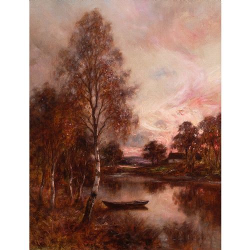 fig 1. Allan Ramsay II, Evening Glow Near Glamis Forfarshire - Antique Oil Painting