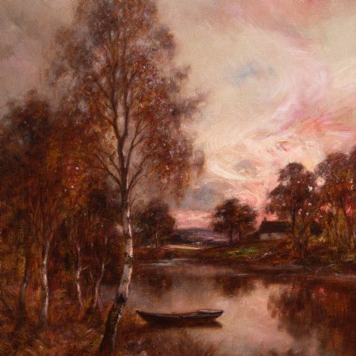 fig 3. Allan Ramsay II, Evening Glow Near Glamis Forfarshire - Antique Oil Painting