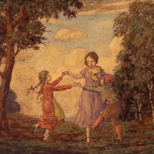 fig 4. Rudolf Riemerschmid, Children Dancing In A Wood - Antique Tempera on Paper