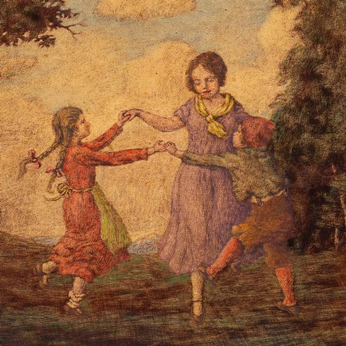fig 5. Rudolf Riemerschmid, Children Dancing In A Wood - Antique Tempera on Paper