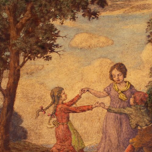 fig 6. Rudolf Riemerschmid, Children Dancing In A Wood - Antique Tempera on Paper