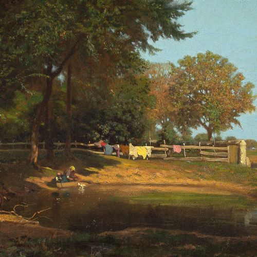 fig 5. Léon Adolphe Belly, Woodland View With Pond - Antique Oil Painting