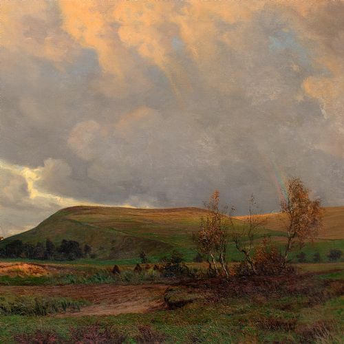 fig 2. Alfred Broge, A View Of Arrenakke Bakke - Very Large Antique Oil Painting