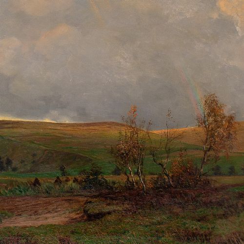 fig 3. Alfred Broge, A View Of Arrenakke Bakke - Very Large Antique Oil Painting
