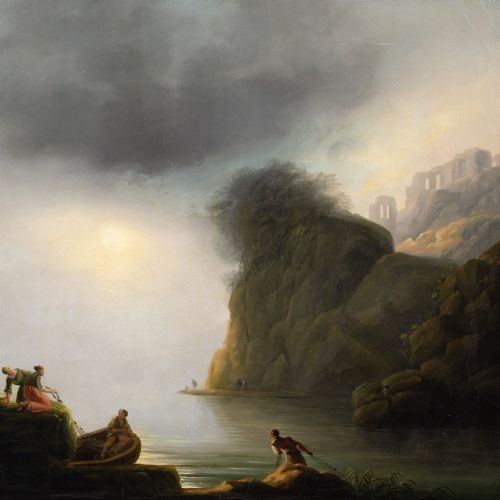 fig 4. Claude Joseph Vernet (Follower), Italianate Port Scene With Fishermen - Antique Oil Painting