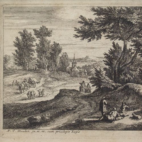 fig 1. Adriaen Frans Boudewyns After Adam-François Van Der Meulen - Antique Etching