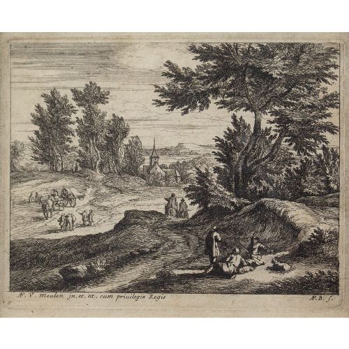 fig 2. Adriaen Frans Boudewyns After Adam-François Van Der Meulen - Antique Etching