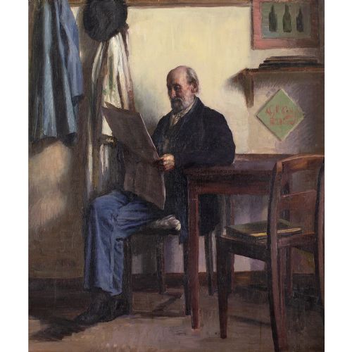 fig 2. Sophus Vermehren, Portrait Of Frederik Vermehren - Antique Oil Painting