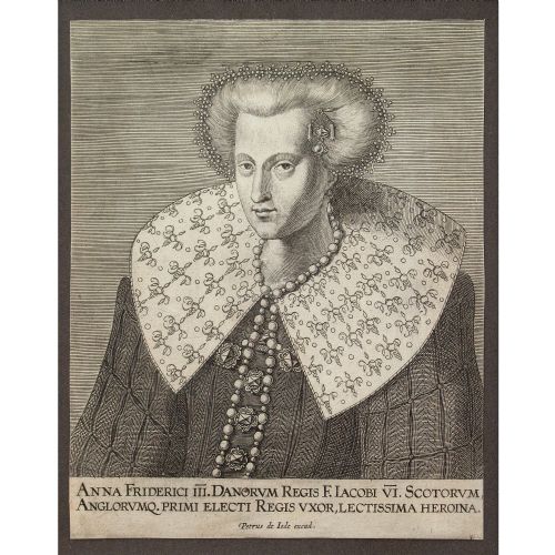 fig 1. Pieter de Jode the Elder, Anne Of Denmark - Antique Engraving