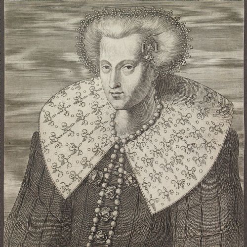 fig 2. Pieter de Jode the Elder, Anne Of Denmark - Antique Engraving