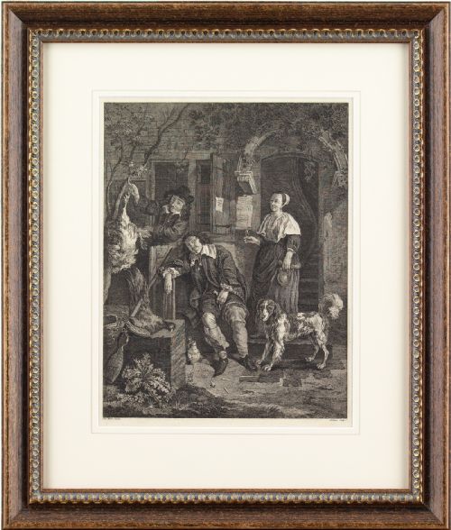 Jean Pelletier After Gerard Metsu, the Sleeping Sportsman - Antique Engraving
