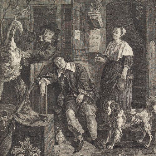 fig 1. Jean Pelletier After Gerard Metsu, The Sleeping Sportsman - Antique Engraving