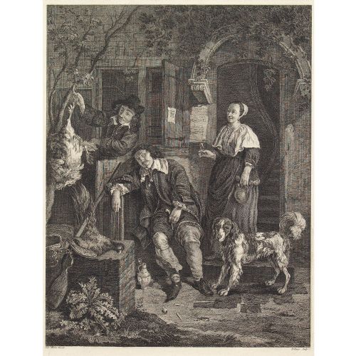 fig 2. Jean Pelletier After Gerard Metsu, The Sleeping Sportsman - Antique Engraving