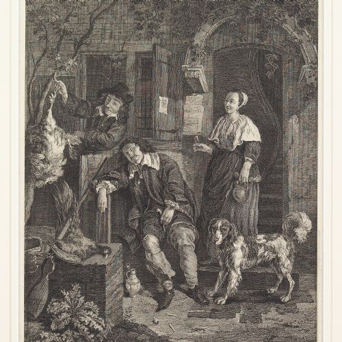 fig 4. Jean Pelletier After Gerard Metsu, The Sleeping Sportsman - Antique Engraving