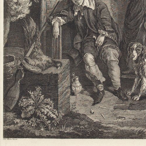 fig 5. Jean Pelletier After Gerard Metsu, The Sleeping Sportsman - Antique Engraving