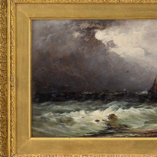 fig 4. Charles Frederick Williams (Attributed), At The Beach Off The Isle Of Wight - Antique Oil Painting