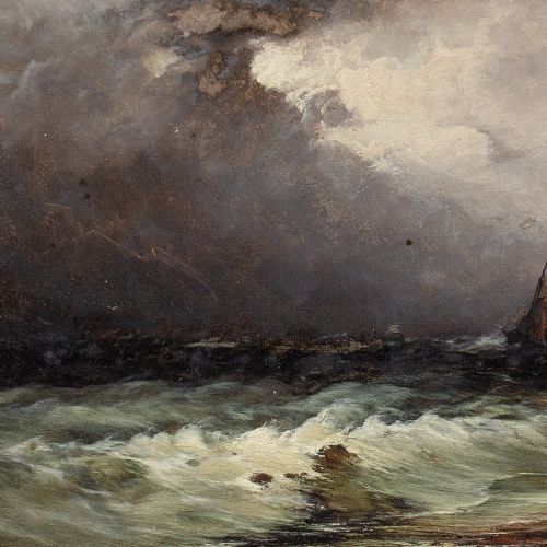 fig 5. Charles Frederick Williams (Attributed), At The Beach Off The Isle Of Wight - Antique Oil Painting