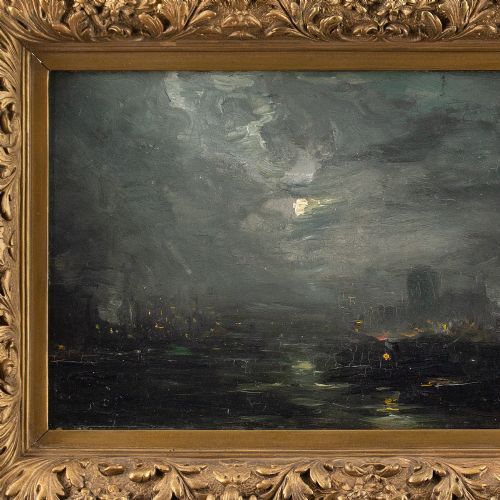 fig 1. Alexandre Marcette, Tugboats In Dordrecht, Netherlands - Antique Oil Panting
