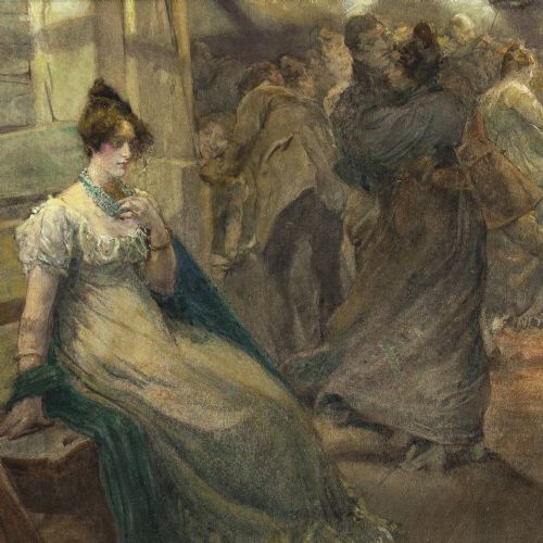 fig 1. Edgar Bundy RA, The Wallflower - Antique Watercolour 