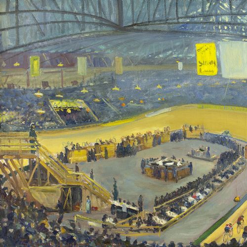 fig 4. Thorvald Nygaard, The First Six-Day Race - Vintage Oil Painting