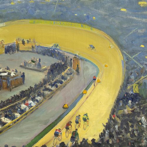 fig 1. Thorvald Nygaard, The First Six-Day Race - Vintage Oil Painting