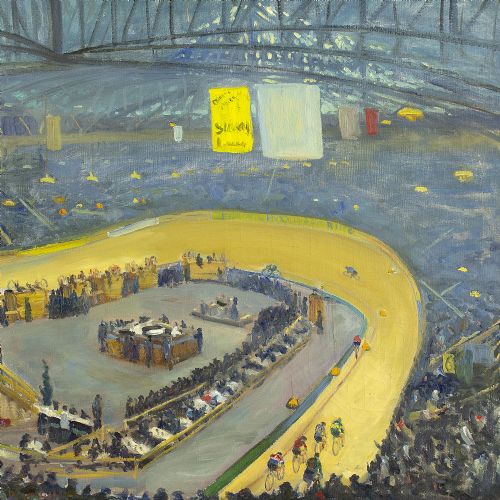 fig 3. Thorvald Nygaard, The First Six-Day Race - Vintage Oil Painting