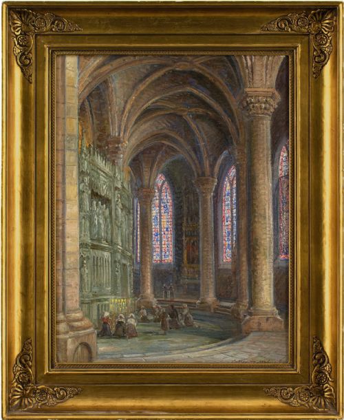 Carl Budtz-mølle, Church Interior - Antique Oil Painting
