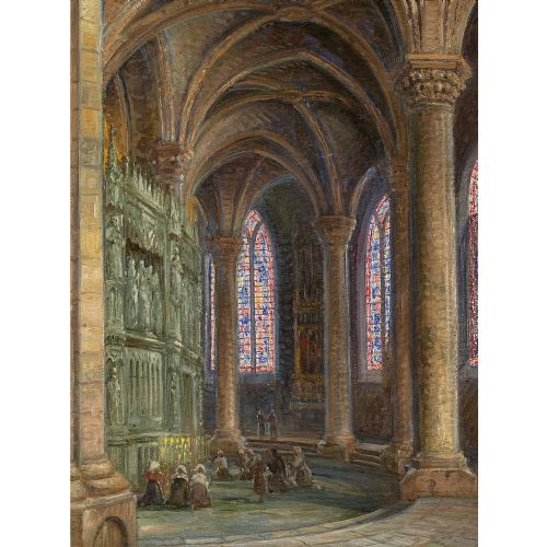 fig 1. Carl Budtz-Mølle, Church Interior - Antique Oil Painting 