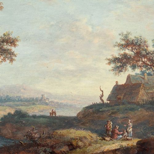 JOHN INIGO RICHARDS RA ATTRIBUTED LANDSCAPE WITH COUNTRY TRACK FIGURES COTTAGES FARREACHING VIEW ANTIQUE WATERCOLOUR - ADDITIONAL PHOTO 4