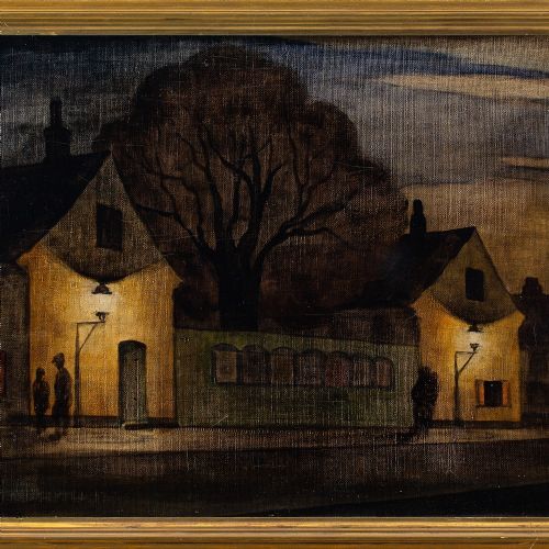 fig 1. Harald Engman, Nyboder - Vintage Oil Painting