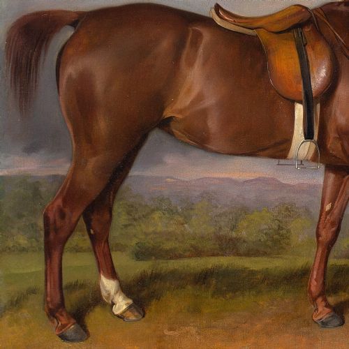 fig 5. John Ferneley Snr (Circle), Study Of A Chestnut Hunter & Spaniel In A Landscape - Antique Oil Panting