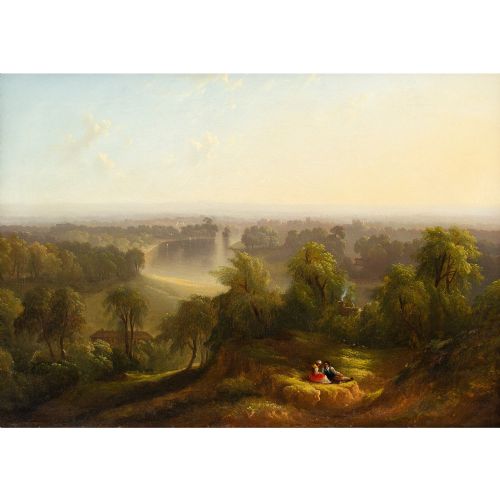 fig 1. John Martin (Circle), The Valley Of The Thames Viewed From Richmond Hill - Antique Oil Painting 