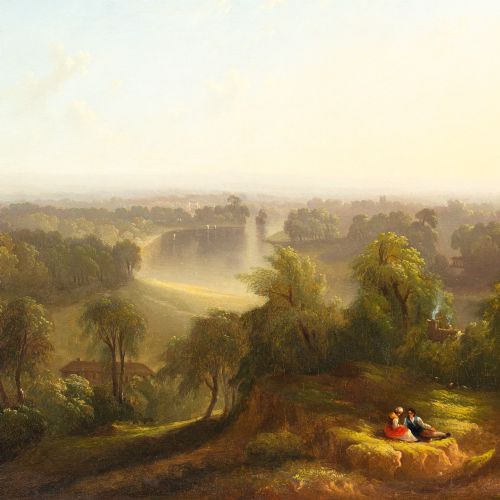fig 2. John Martin (Circle), The Valley Of The Thames Viewed From Richmond Hill - Antique Oil Painting 